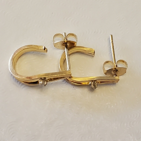 14K Gold Diamond Accent Earrings - Picture 5 of 14